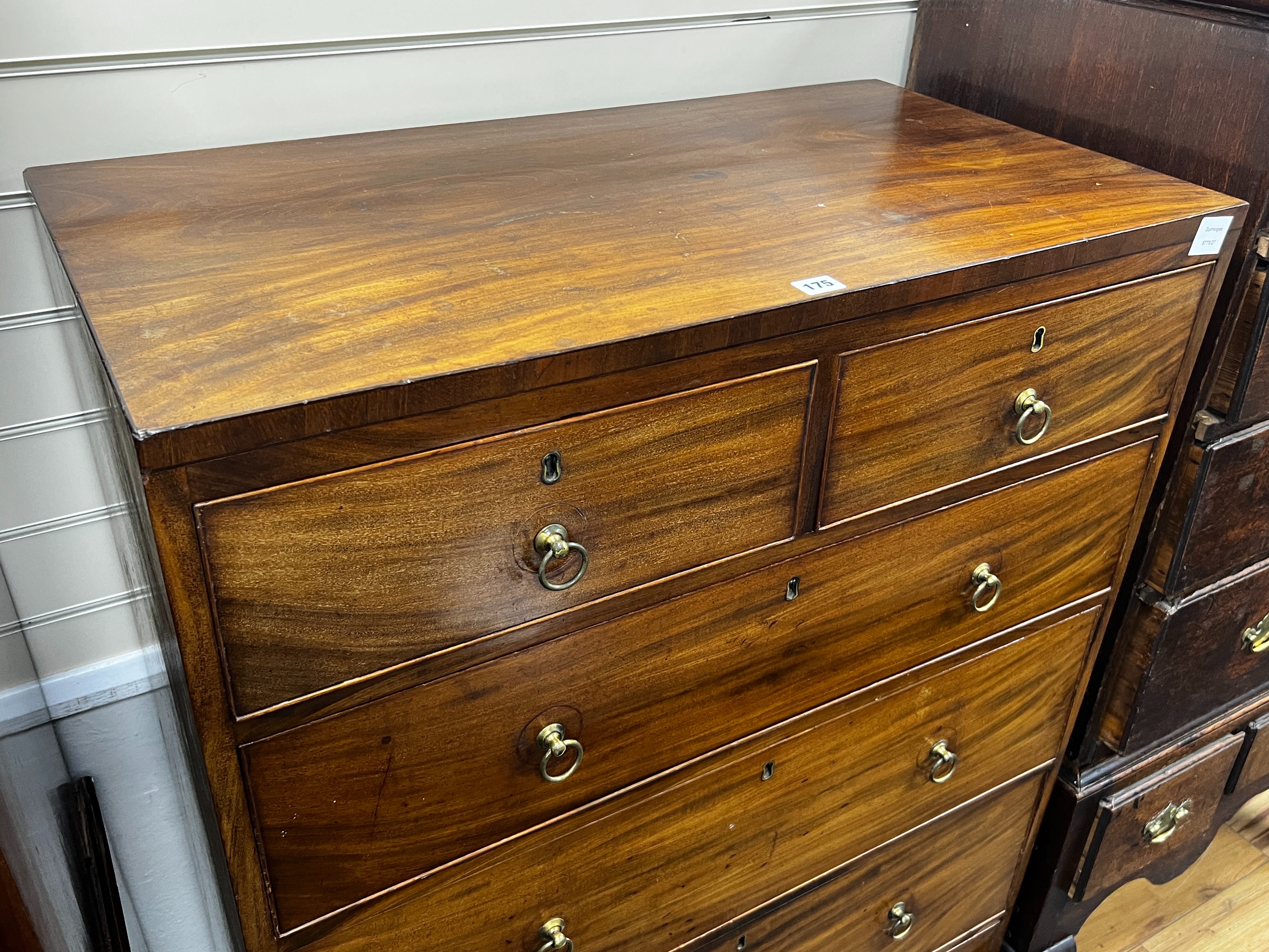 A Regency mahogany six drawer tall chest, width 88cm, depth 47cm, height 137cm